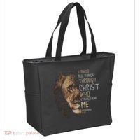 Christian I Can Do All Things Through Christ Lion Faith Tote Bag thumb 2