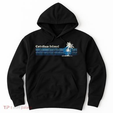 Catalina Island Ca Vintage 80s Palm Trees Sunset Hoodie