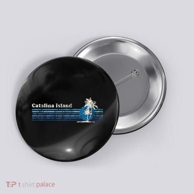 Catalina Island Ca Vintage 80s Palm Trees Sunset Button