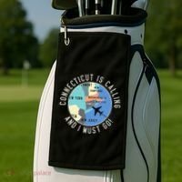Connecticut Is Calling And I Must Go Connecticut State Golf Towel thumb 2