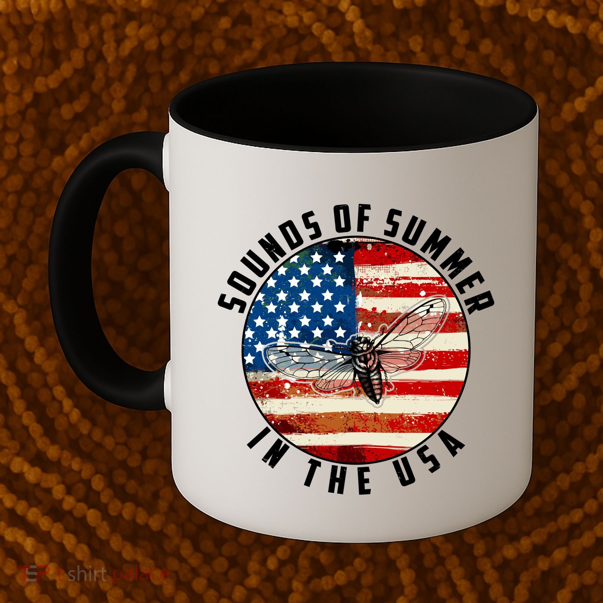 Cicadas Sounds Of Summer In The USA Flag Coffee Mug