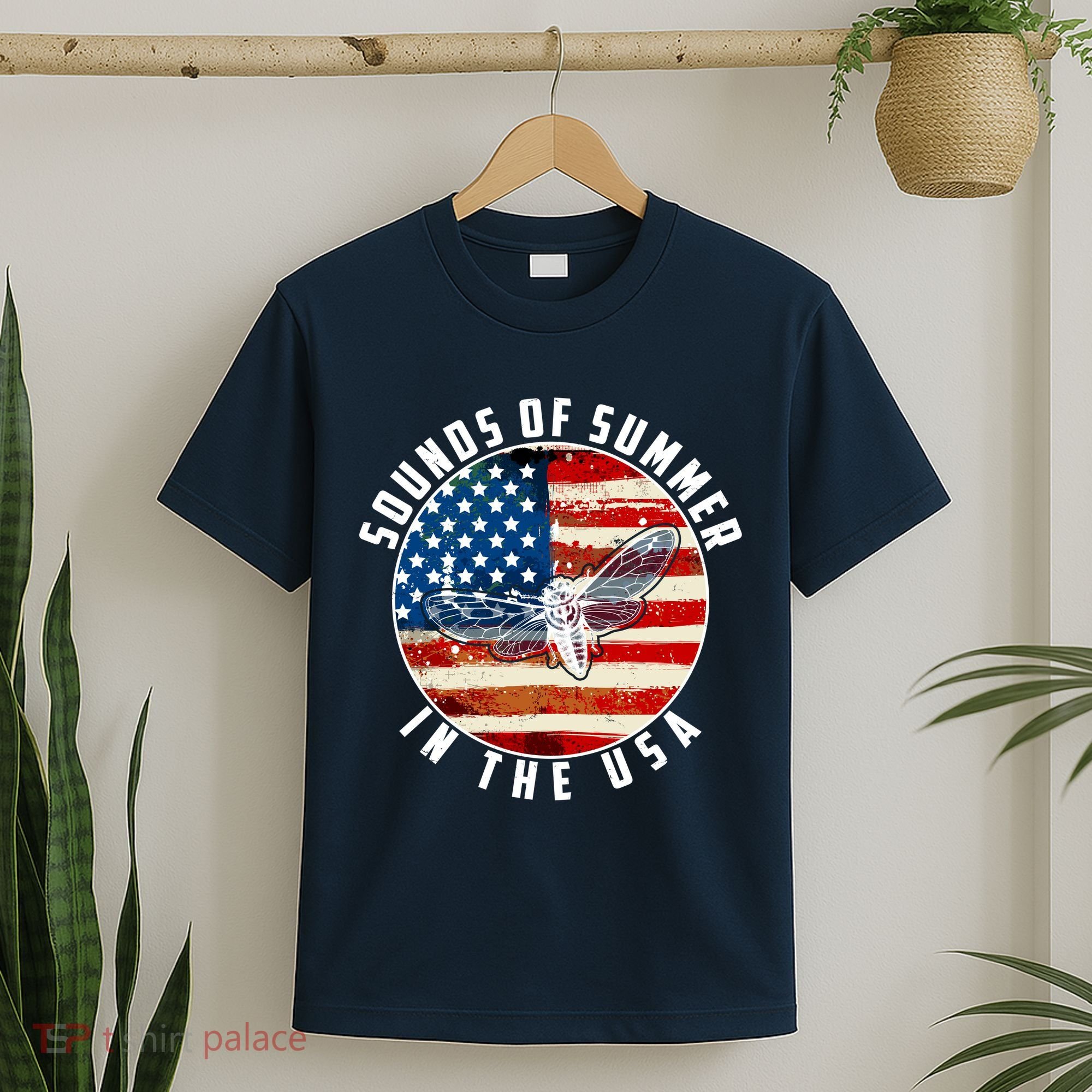 Cicadas Sounds Of Summer In The USA Flag T-Shirt