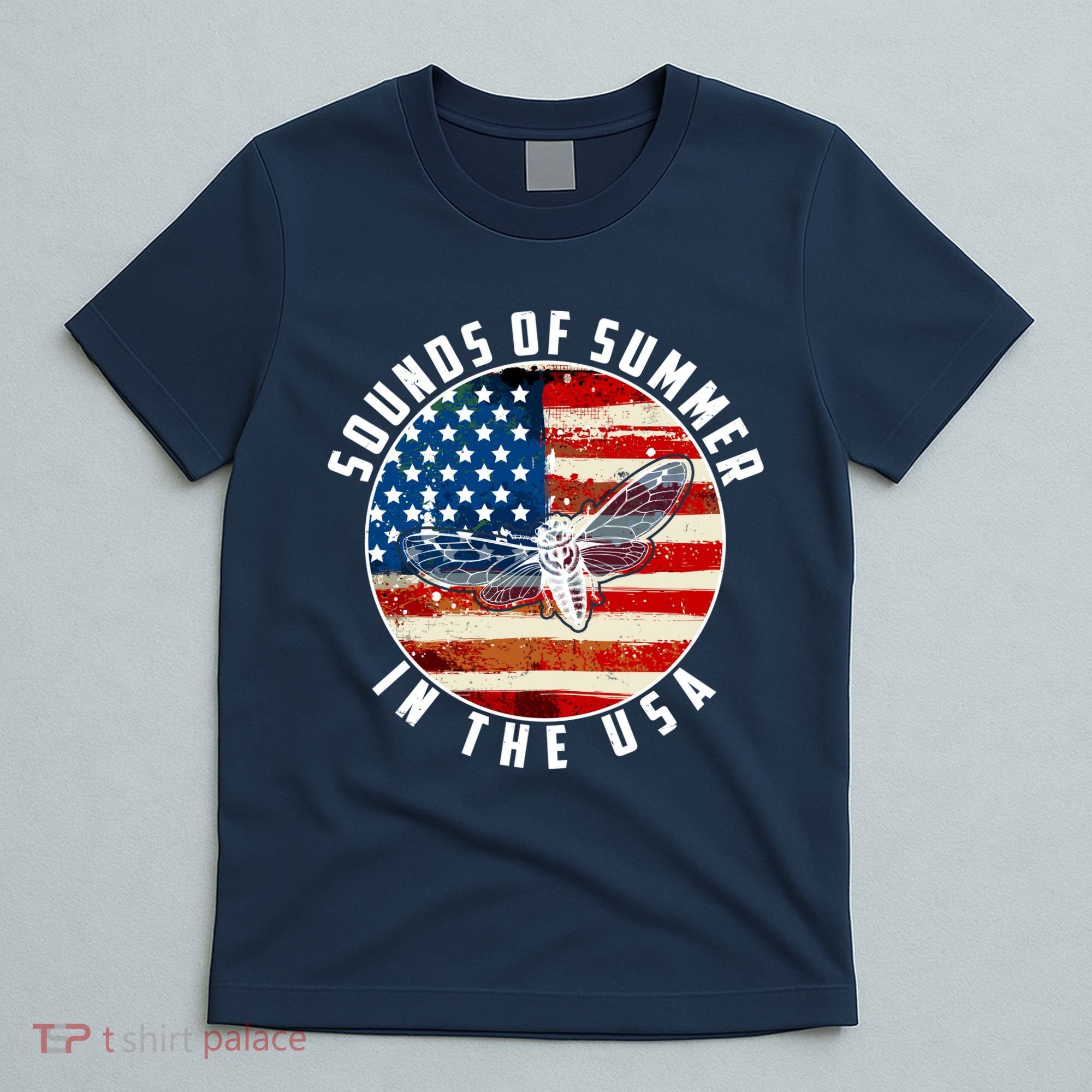 Cicadas Sounds Of Summer In The USA Flag T-Shirt