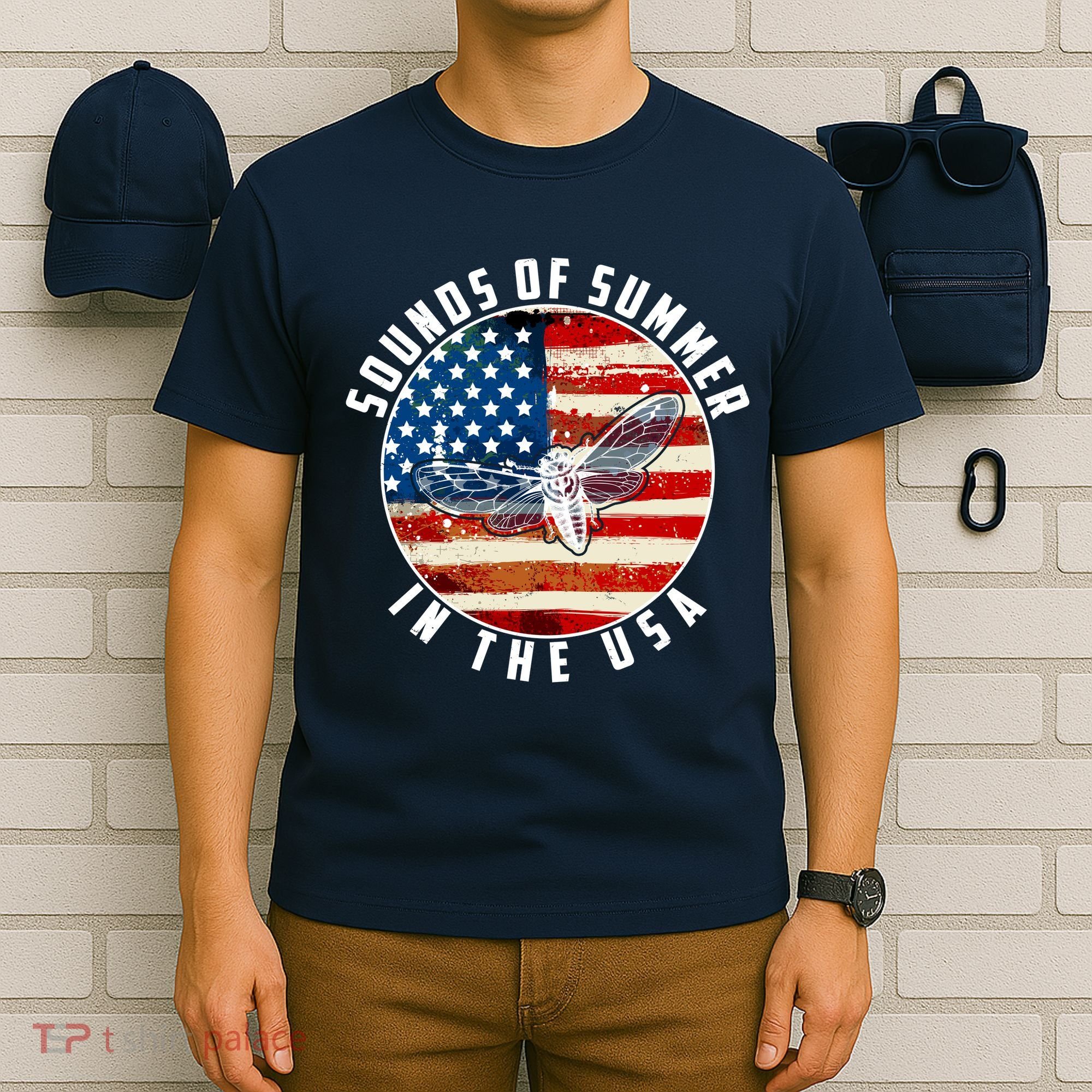 Cicadas Sounds Of Summer In The USA Flag T-Shirt