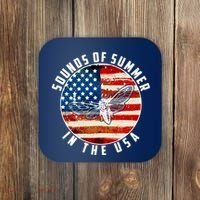 Cicadas Sounds Of Summer In The USA Flag Coaster thumb 0