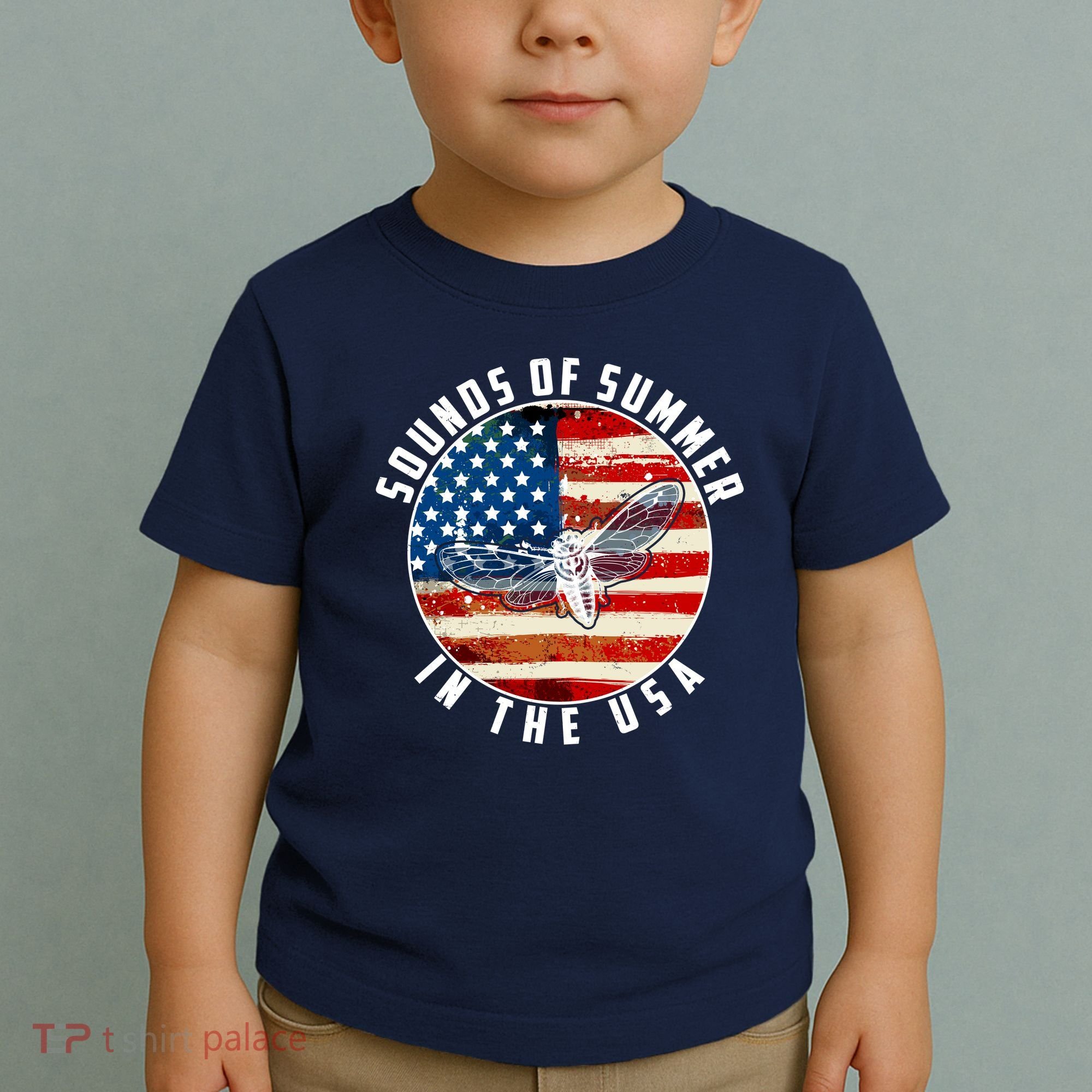 Cicadas Sounds Of Summer In The USA Flag Toddler T-Shirt