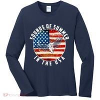 Cicadas Sounds Of Summer In The USA Flag Women's Long Sleeve Shirt thumb 0