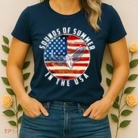 Cicadas Sounds Of Summer In The USA Flag Women's T-Shirt thumb 2