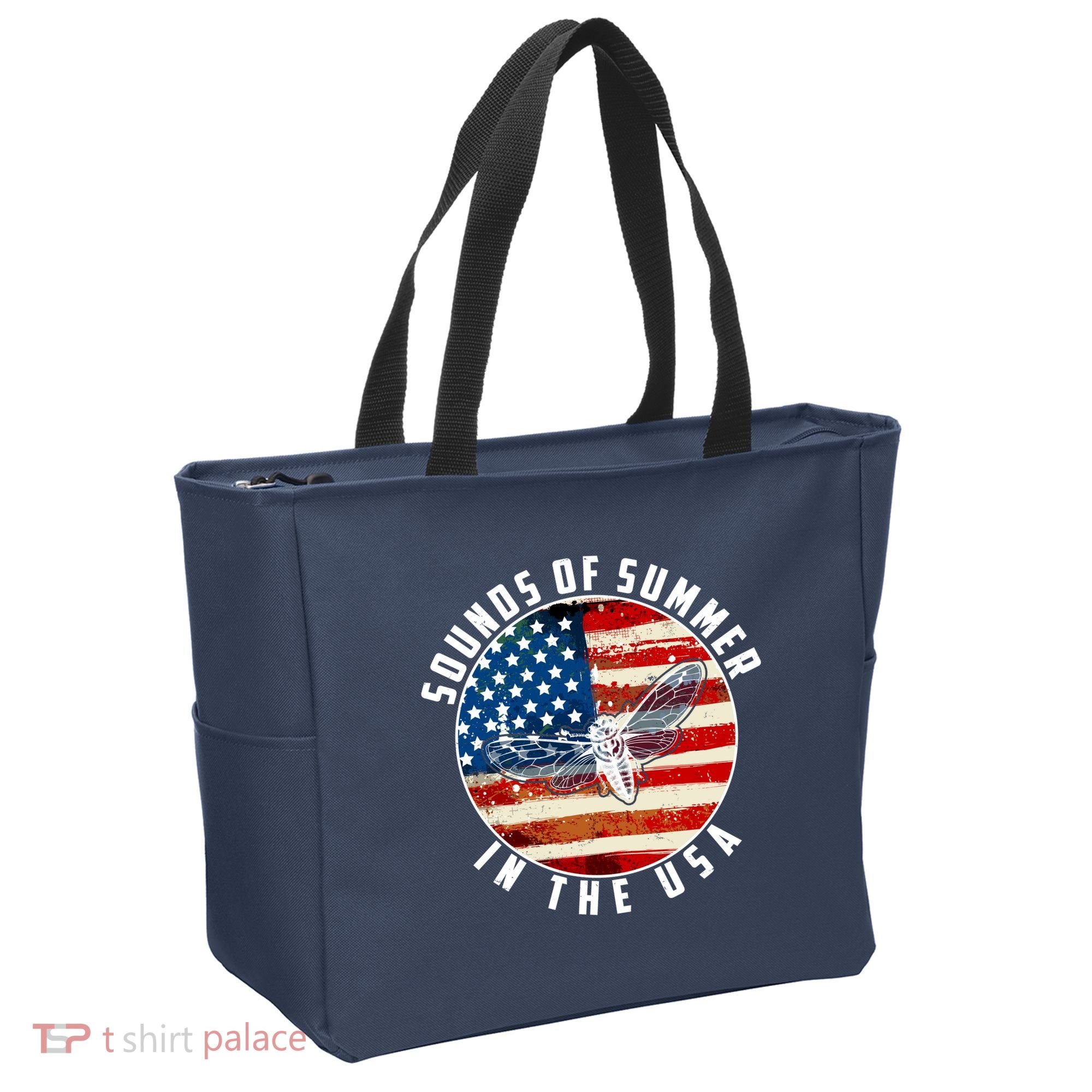 Cicadas Sounds Of Summer In The USA Flag Tote Bag