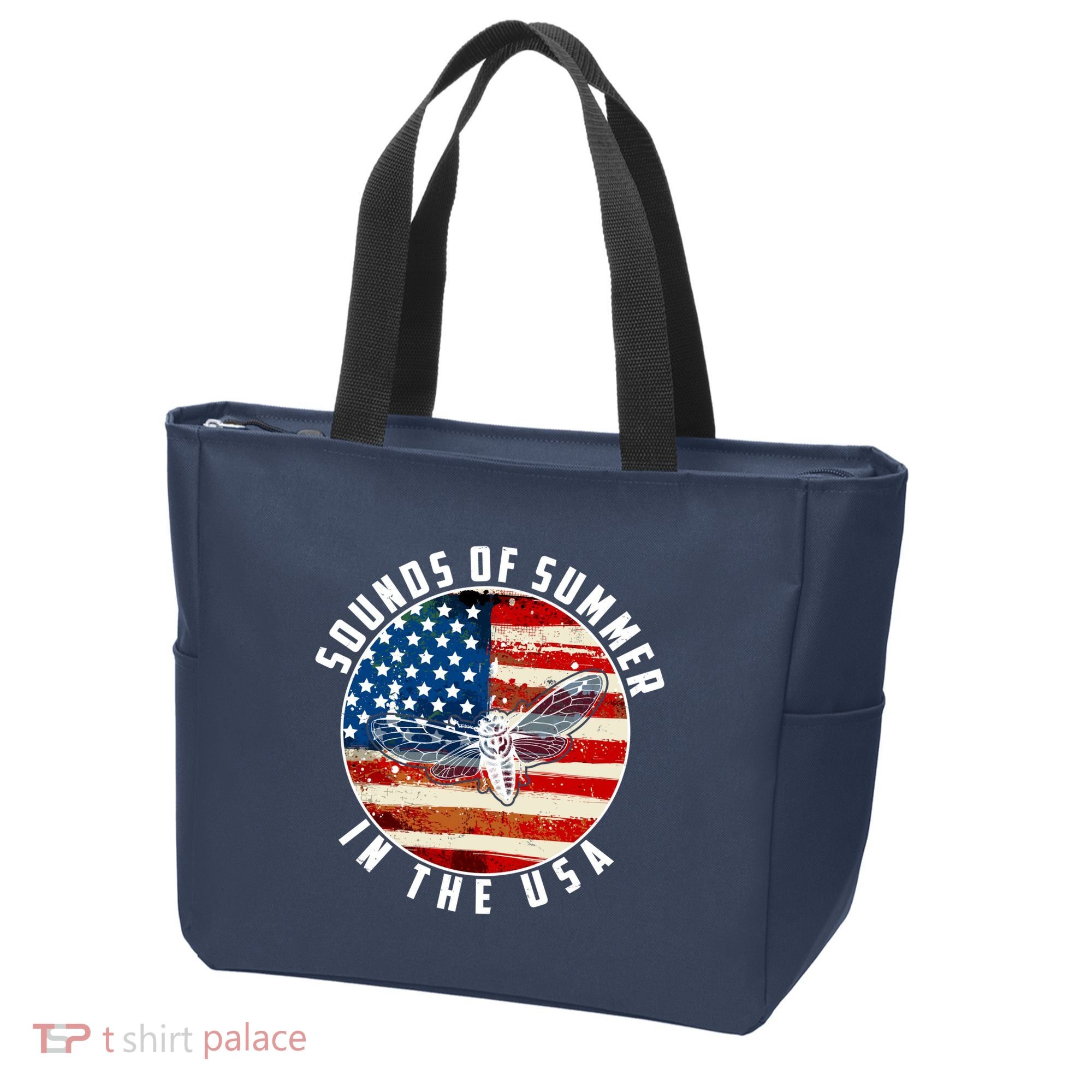 Cicadas Sounds Of Summer In The USA Flag Tote Bag