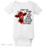 Cow I DidnT Lose My Mind The People Inside My Head Stole It Baby Bodysuit thumb 0