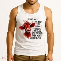 Cow I DidnT Lose My Mind The People Inside My Head Stole It Tank Top thumb 3