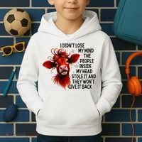 Cow I DidnT Lose My Mind The People Inside My Head Stole It Kids Hoodie thumb 2