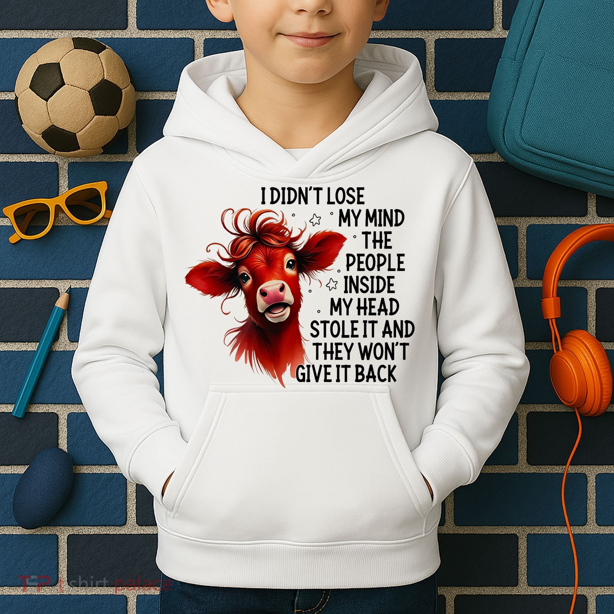 Cow I DidnT Lose My Mind The People Inside My Head Stole It Kids Hoodie