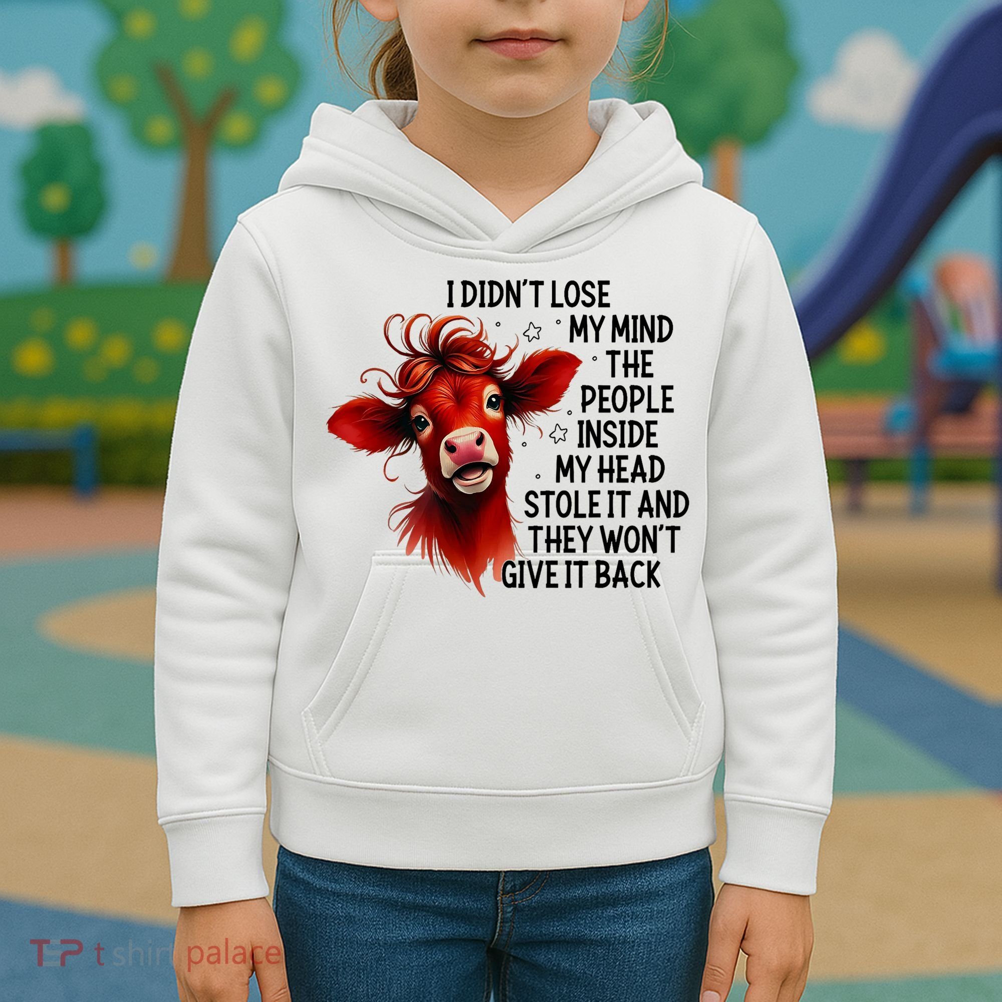 Cow I DidnT Lose My Mind The People Inside My Head Stole It Kids Hoodie