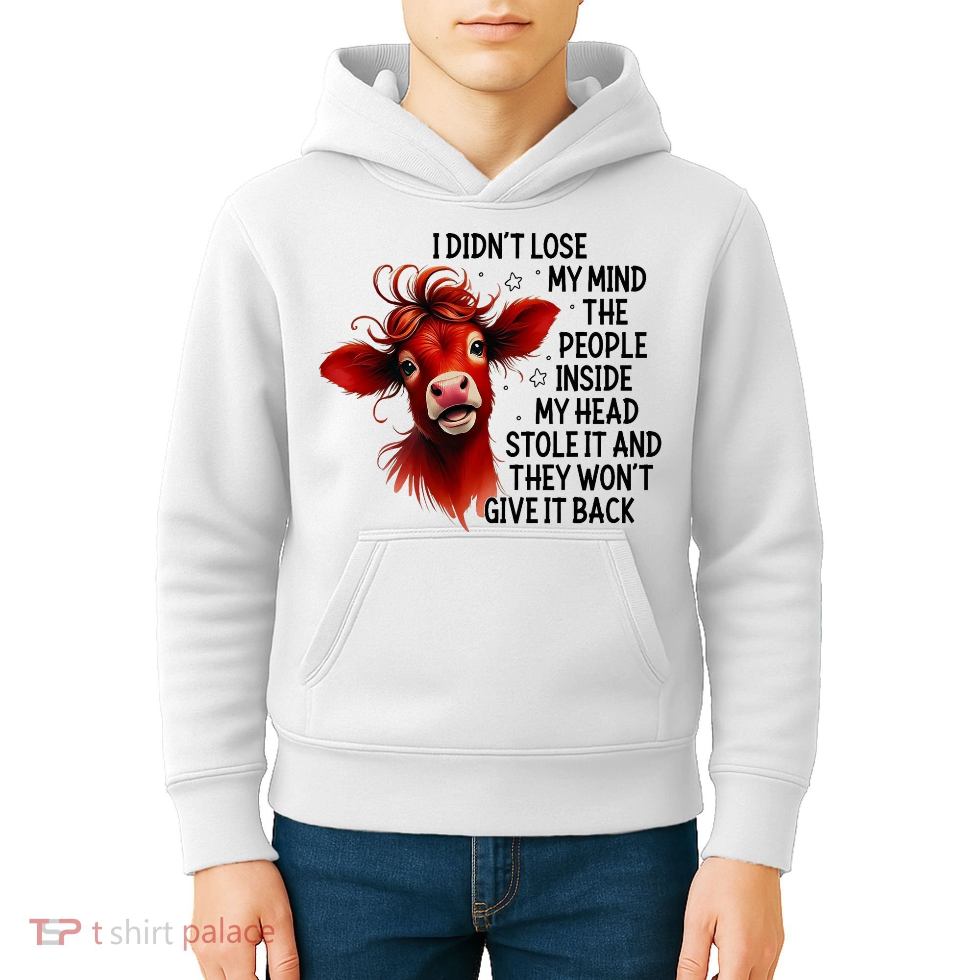 Cow I DidnT Lose My Mind The People Inside My Head Stole It Kids Hoodie