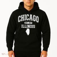 Chicago Illinois Est 1837 Varsity Hoodie thumb 2
