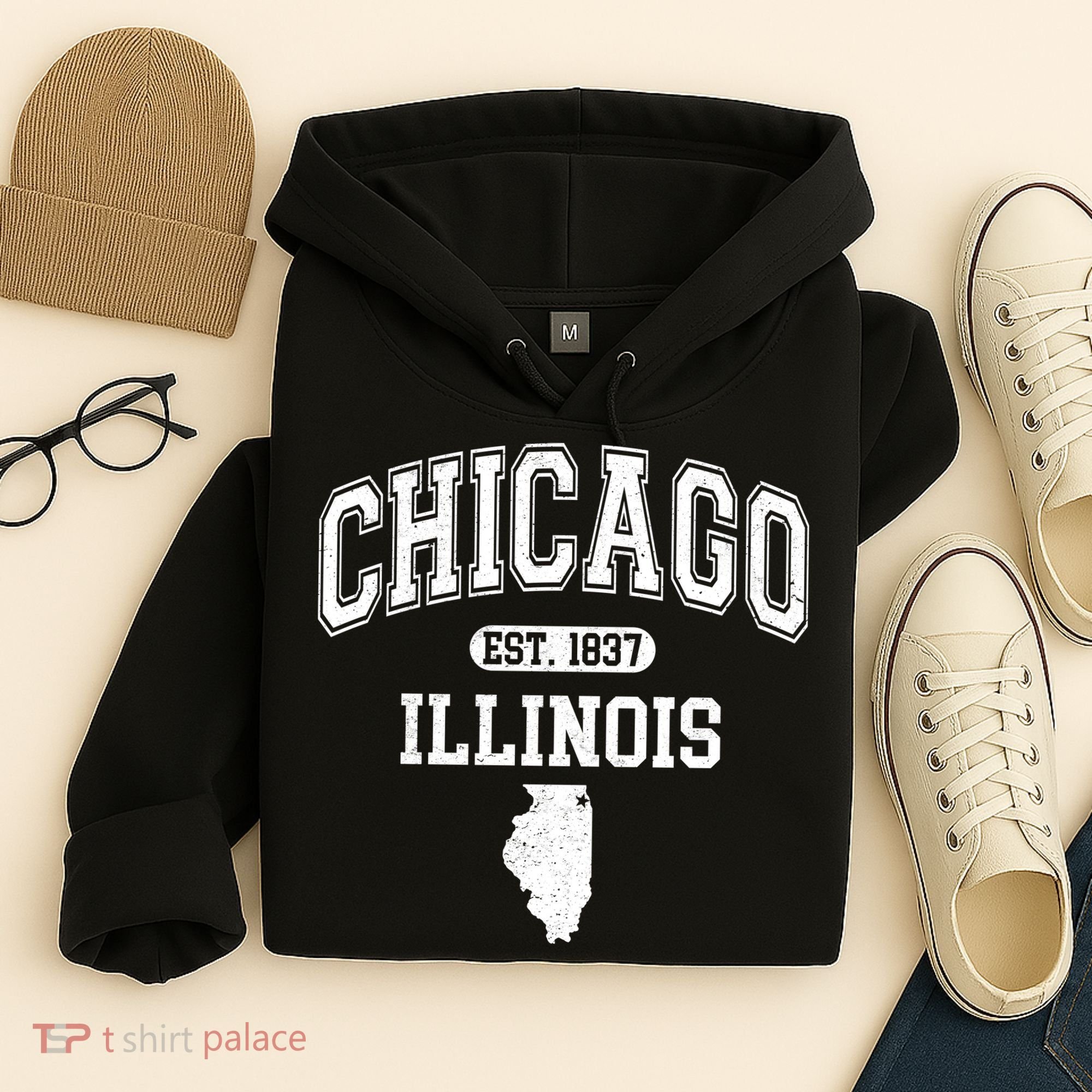 Chicago Illinois Est 1837 Varsity Hoodie