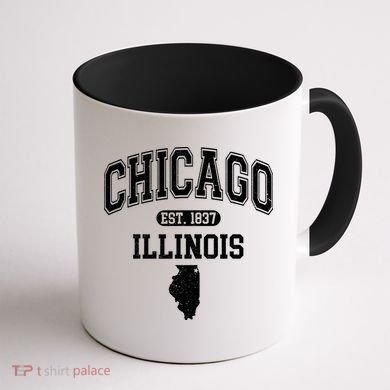 Chicago Illinois Est 1837 Varsity Coffee Mug back