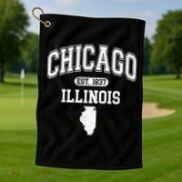 Chicago Illinois Est 1837 Varsity Golf Towel thumb 1