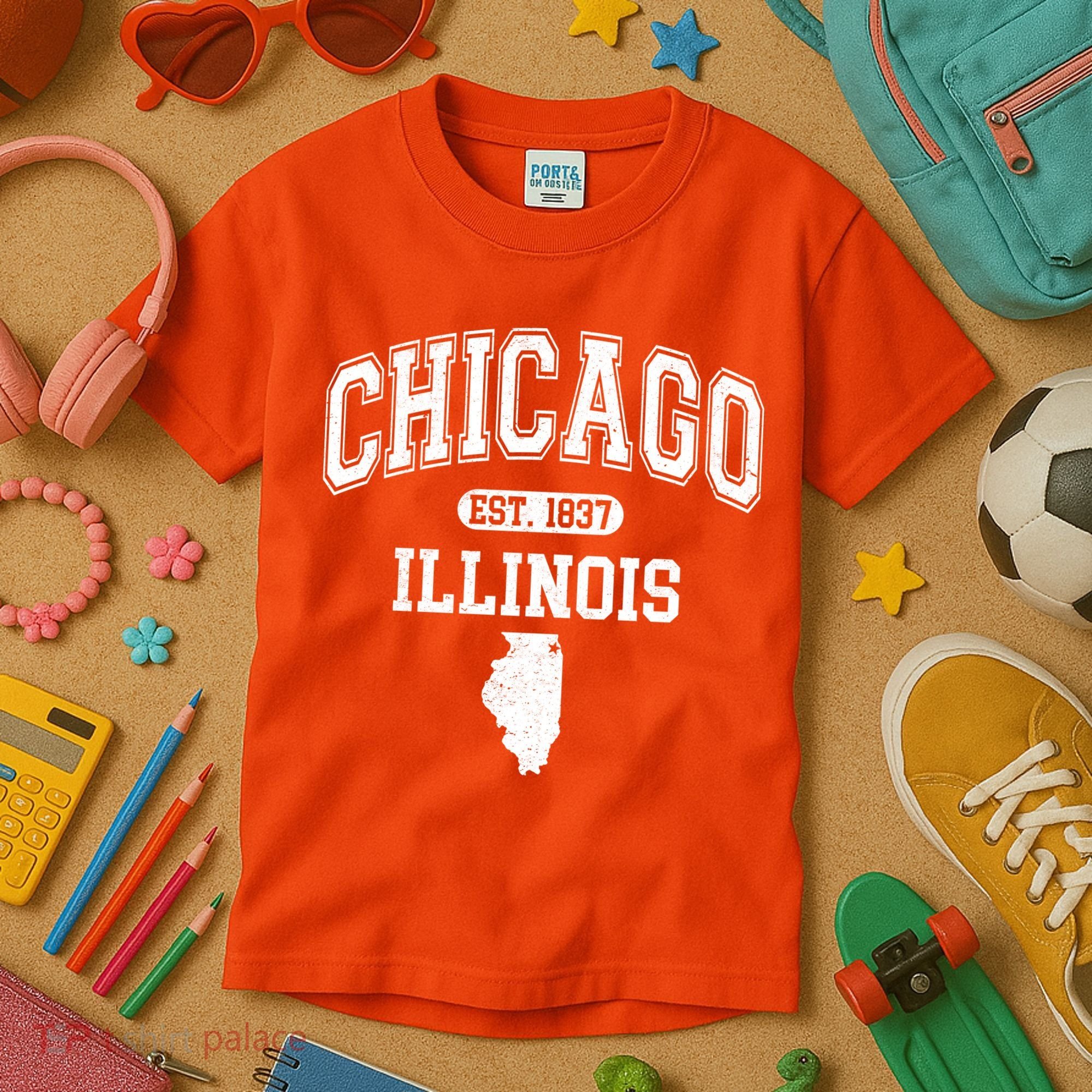 Chicago Illinois Est 1837 Varsity Kids T-Shirt