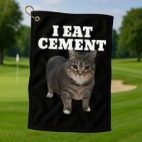 Cat I Eat Cement Golf Towel thumb 1