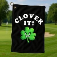 Clover It Funny St Patricks Day Golf Towel thumb 1