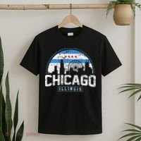 Chicago Illinois Flag Vintage Skyline T-Shirt thumb 2