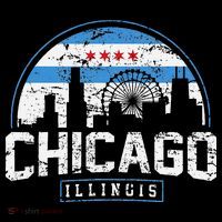 Chicago Illinois Flag Vintage Skyline T-Shirt thumb 7