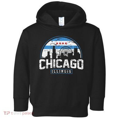 Chicago Illinois Flag Vintage Skyline Toddler Hoodie