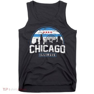 Chicago Illinois Flag Vintage Skyline Tank Top
