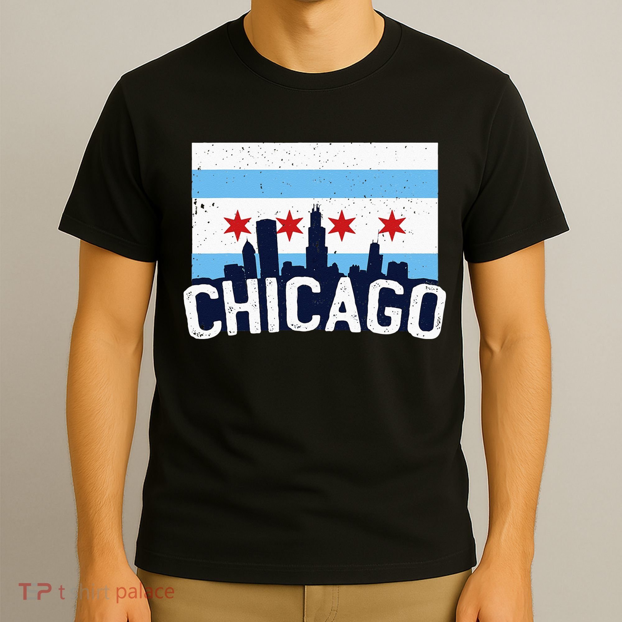 Chicago Illinois Flag City Skyline Chi Town Pride City Flag T-Shirt