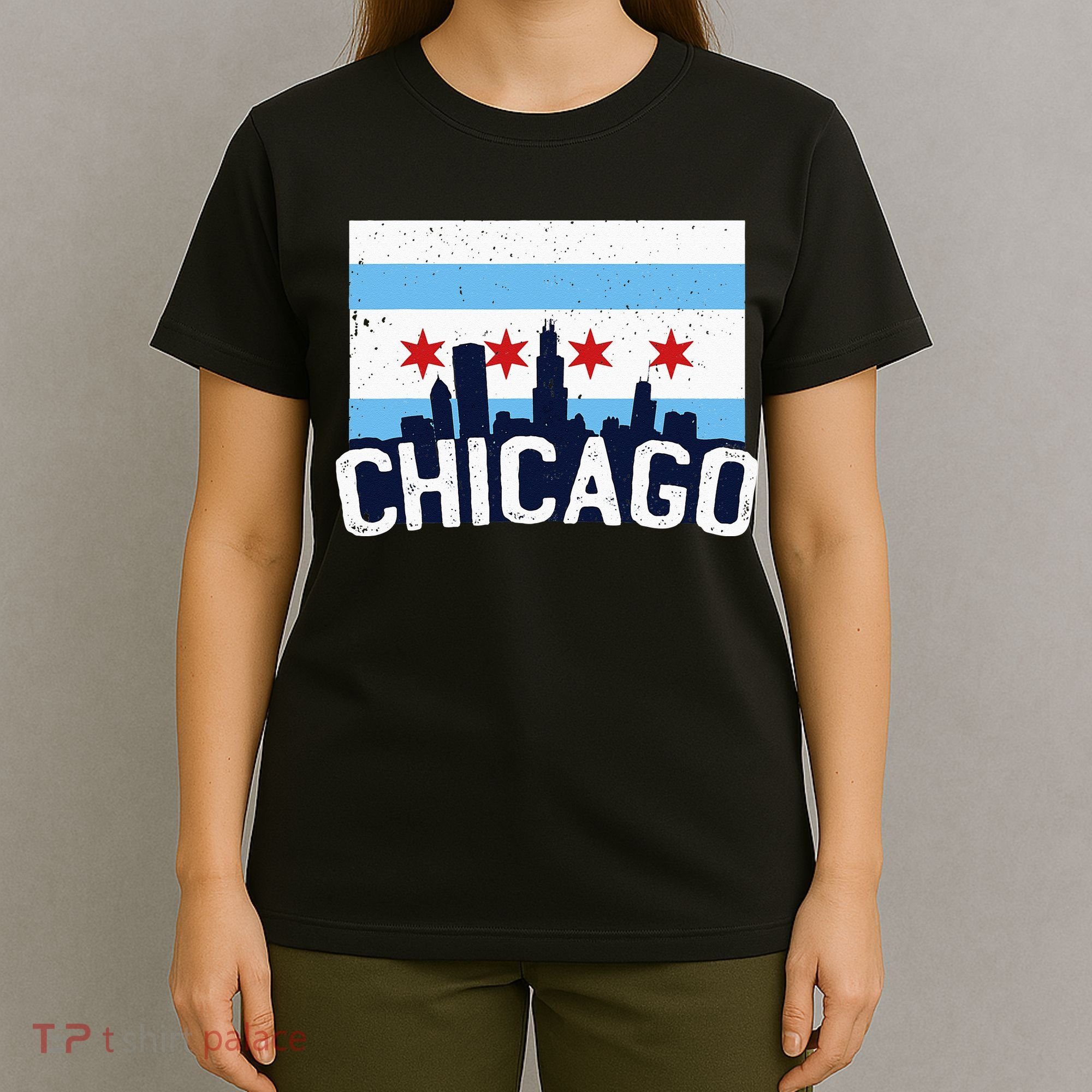 Chicago Illinois Flag City Skyline Chi Town Pride City Flag T-Shirt