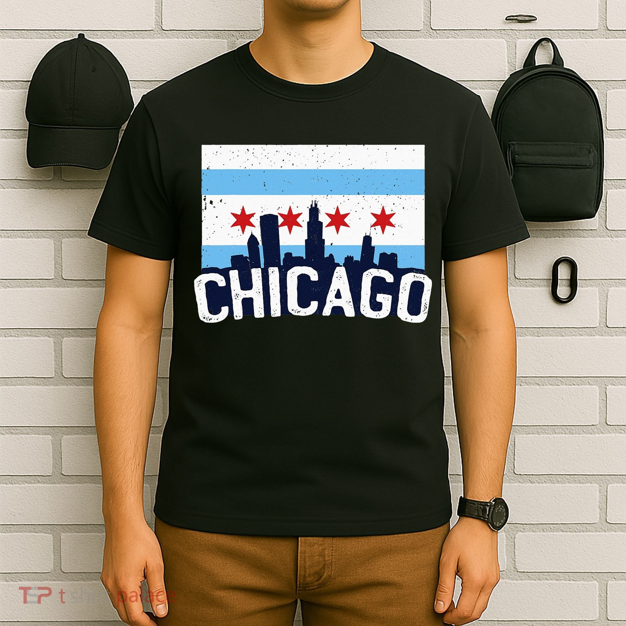 Chicago Illinois Flag City Skyline Chi Town Pride City Flag T-Shirt