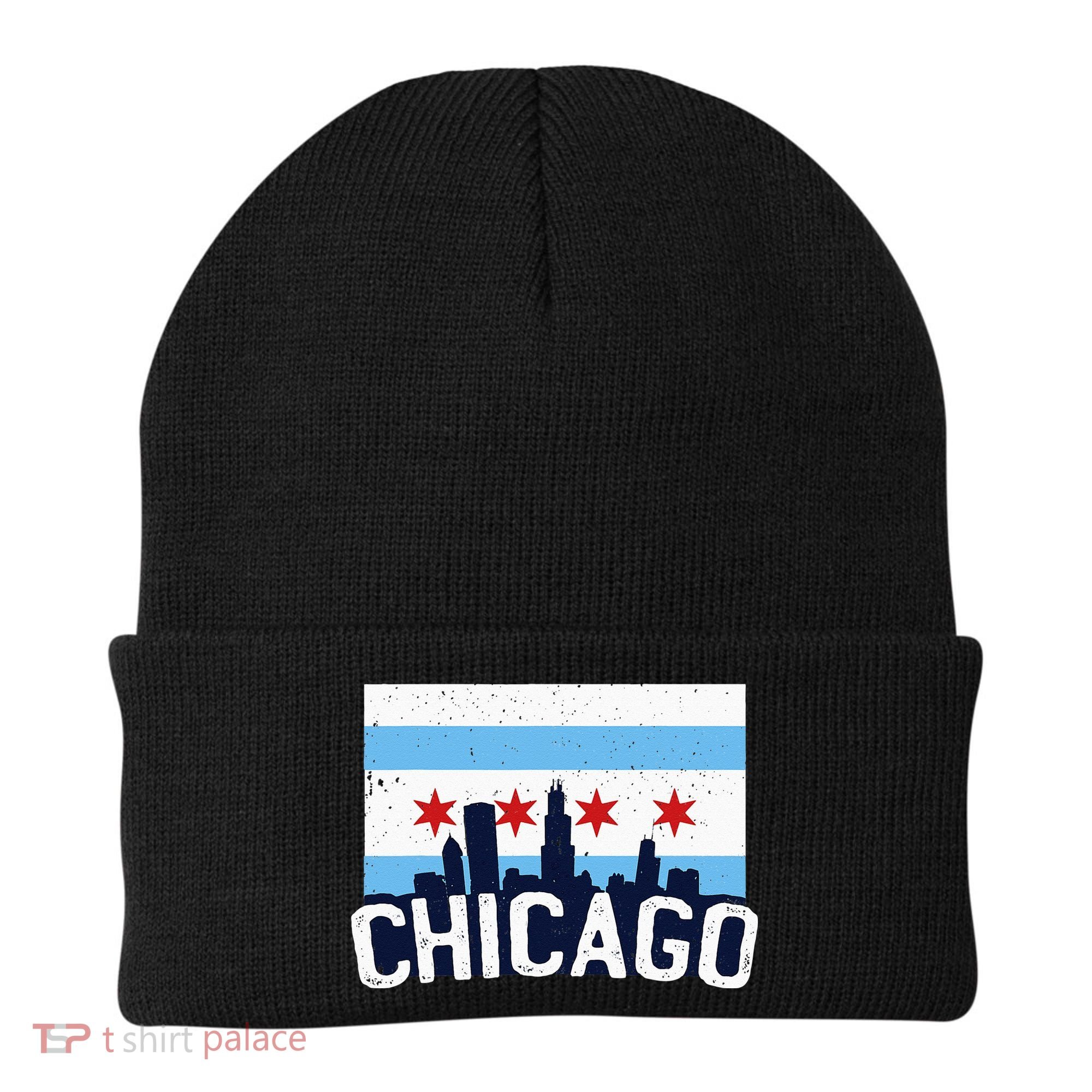 Chicago Illinois Flag City Skyline Chi Town Pride City Flag Beanie