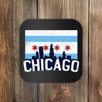 Chicago Illinois Flag City Skyline Chi Town Pride City Flag Coaster thumb 0