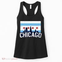 Chicago Illinois Flag City Skyline Chi Town Pride City Flag Women's Tank Top thumb 0