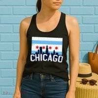 Chicago Illinois Flag City Skyline Chi Town Pride City Flag Women's Tank Top thumb 2