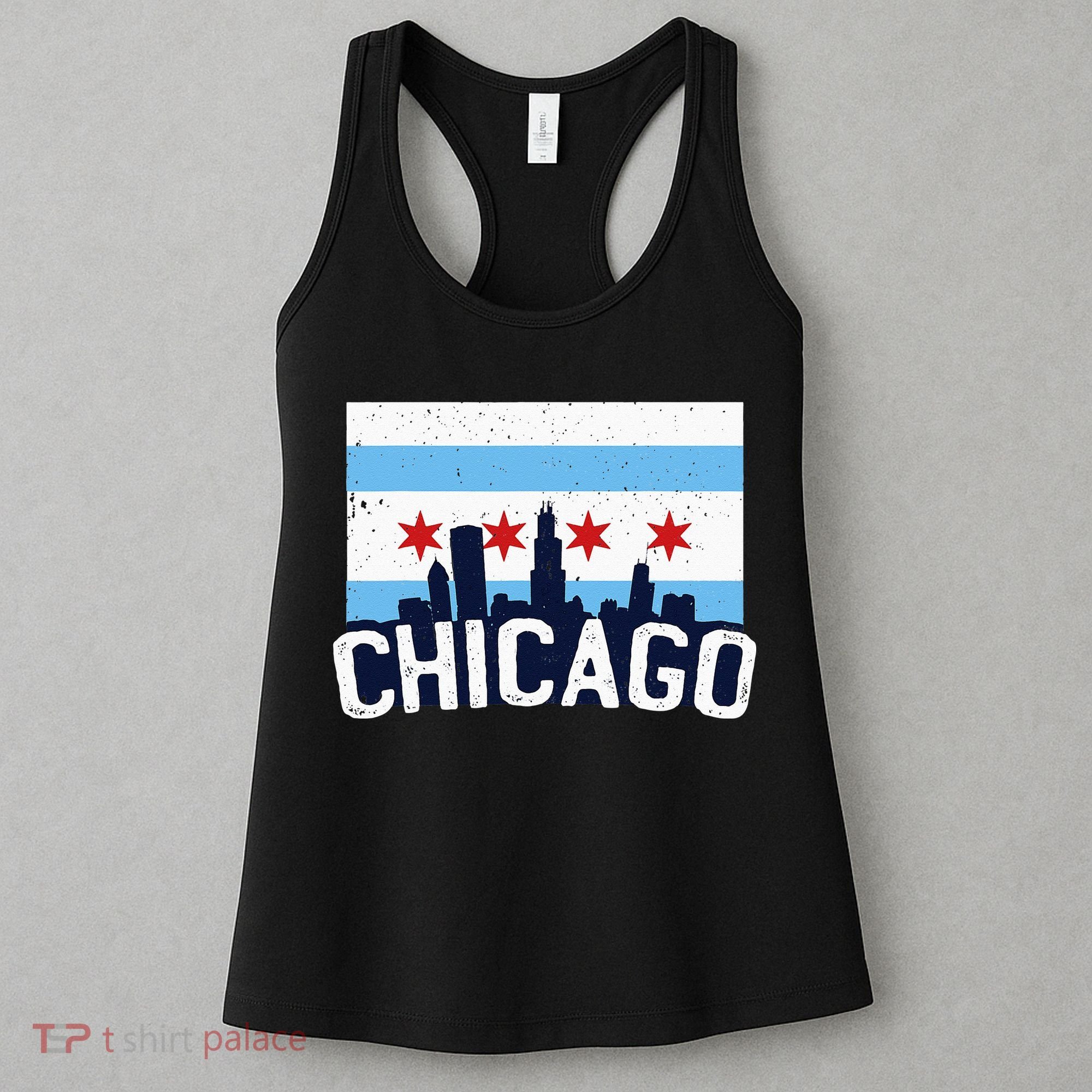 Chicago Illinois Flag City Skyline Chi Town Pride City Flag Women's Tank Top