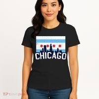 Chicago Illinois Flag City Skyline Chi Town Pride City Flag Women's T-Shirt thumb 4