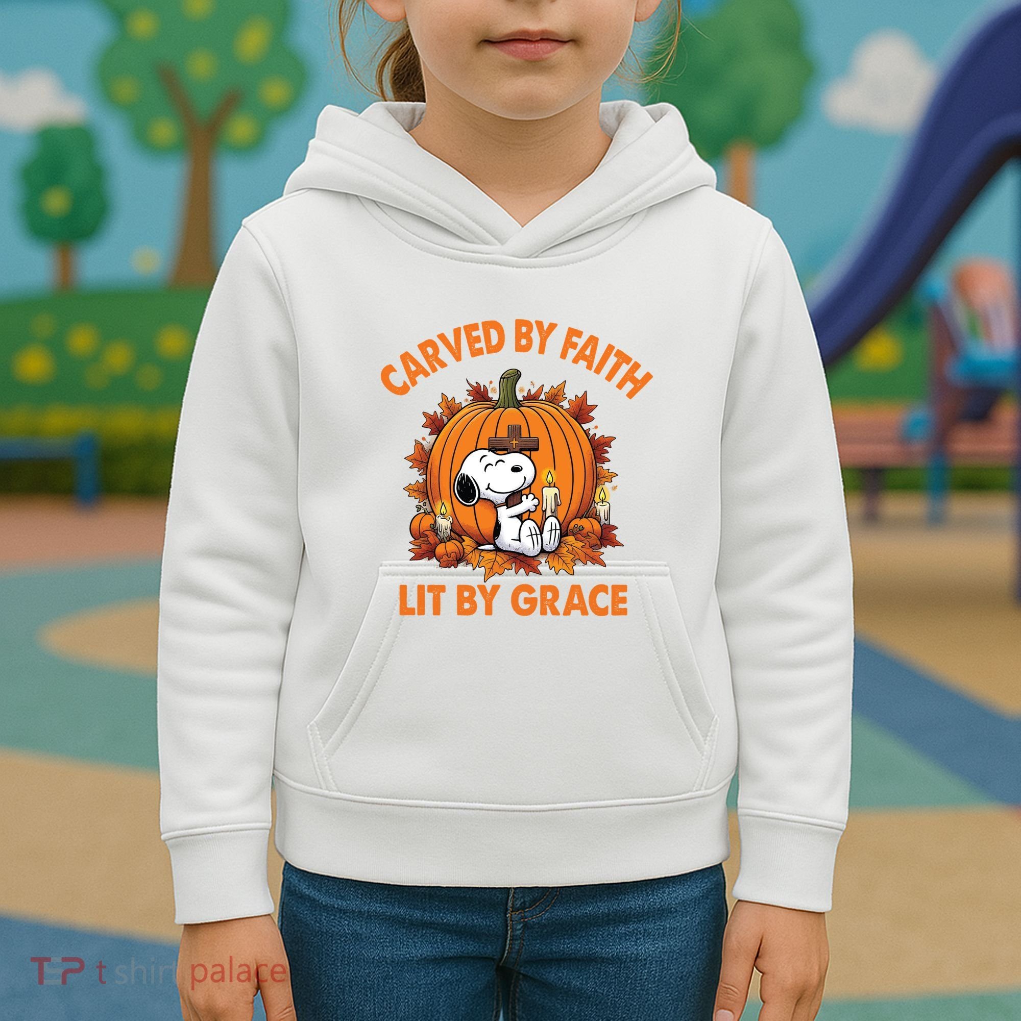 Carving In Faith Lighting With Grace Kids Hoodie