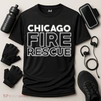 Chicago Illinois Fire Rescue Department Firefighters Firemen Cooling Performance Crew T-Shirt thumb 3
