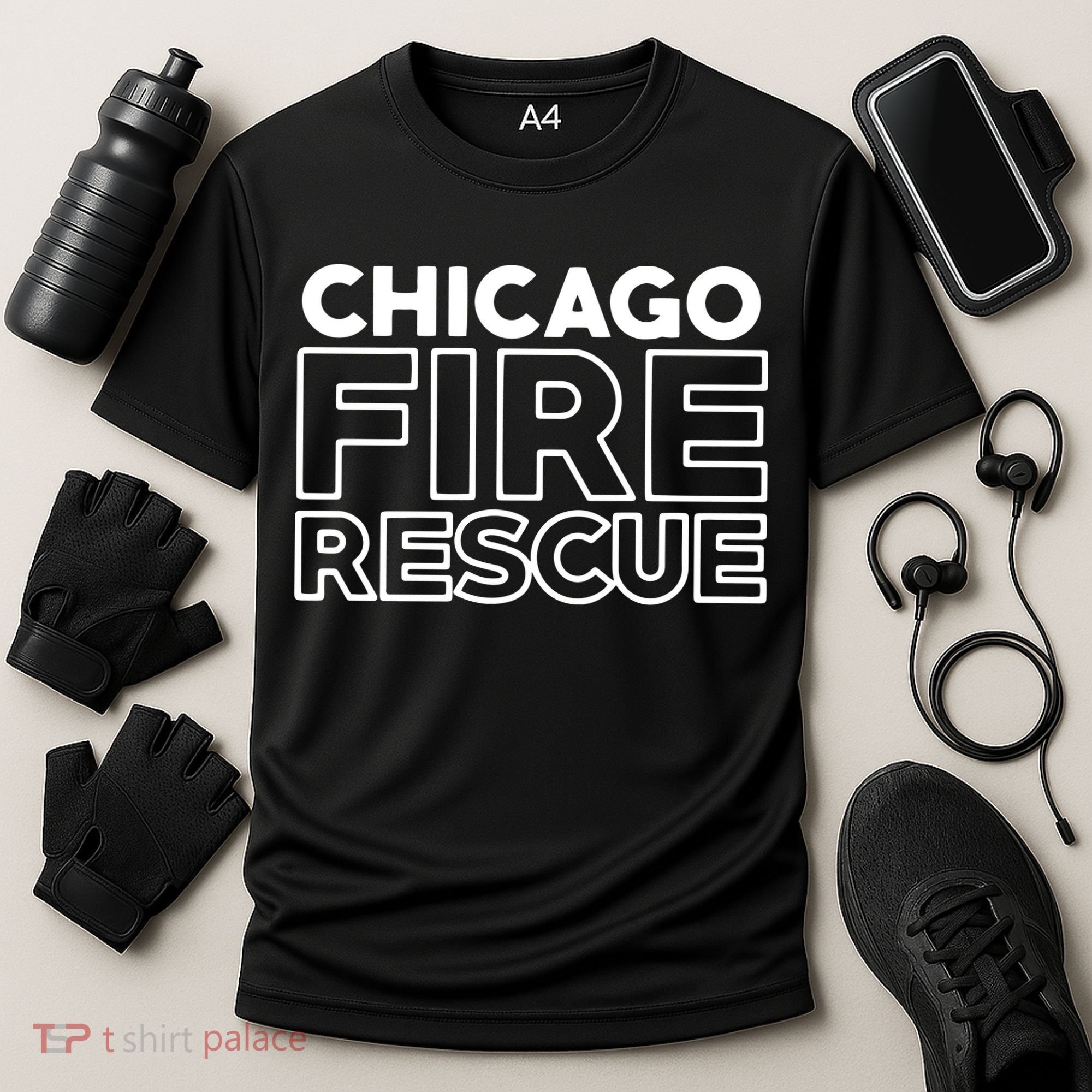 Chicago Illinois Fire Rescue Department Firefighters Firemen Cooling Performance Crew T-Shirt