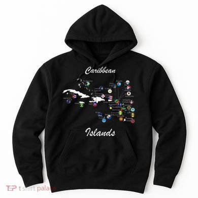 Caribbean Islands Flags And Map Caribbean Sea Vacations Hoodie