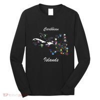 Caribbean Islands Flags And Map Caribbean Sea Vacations Long Sleeve Shirt thumb 0