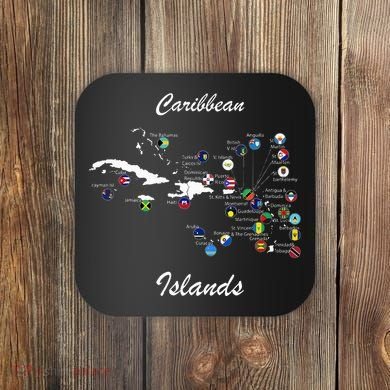 Caribbean Islands Flags And Map Caribbean Sea Vacations Coaster