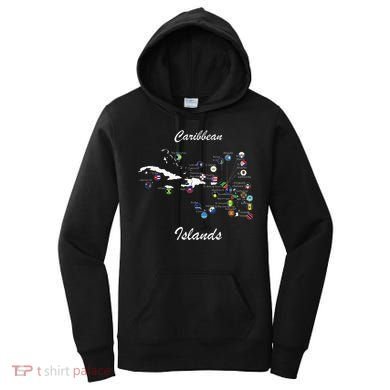 Caribbean Islands Flags And Map Caribbean Sea Vacations Women's Hoodie