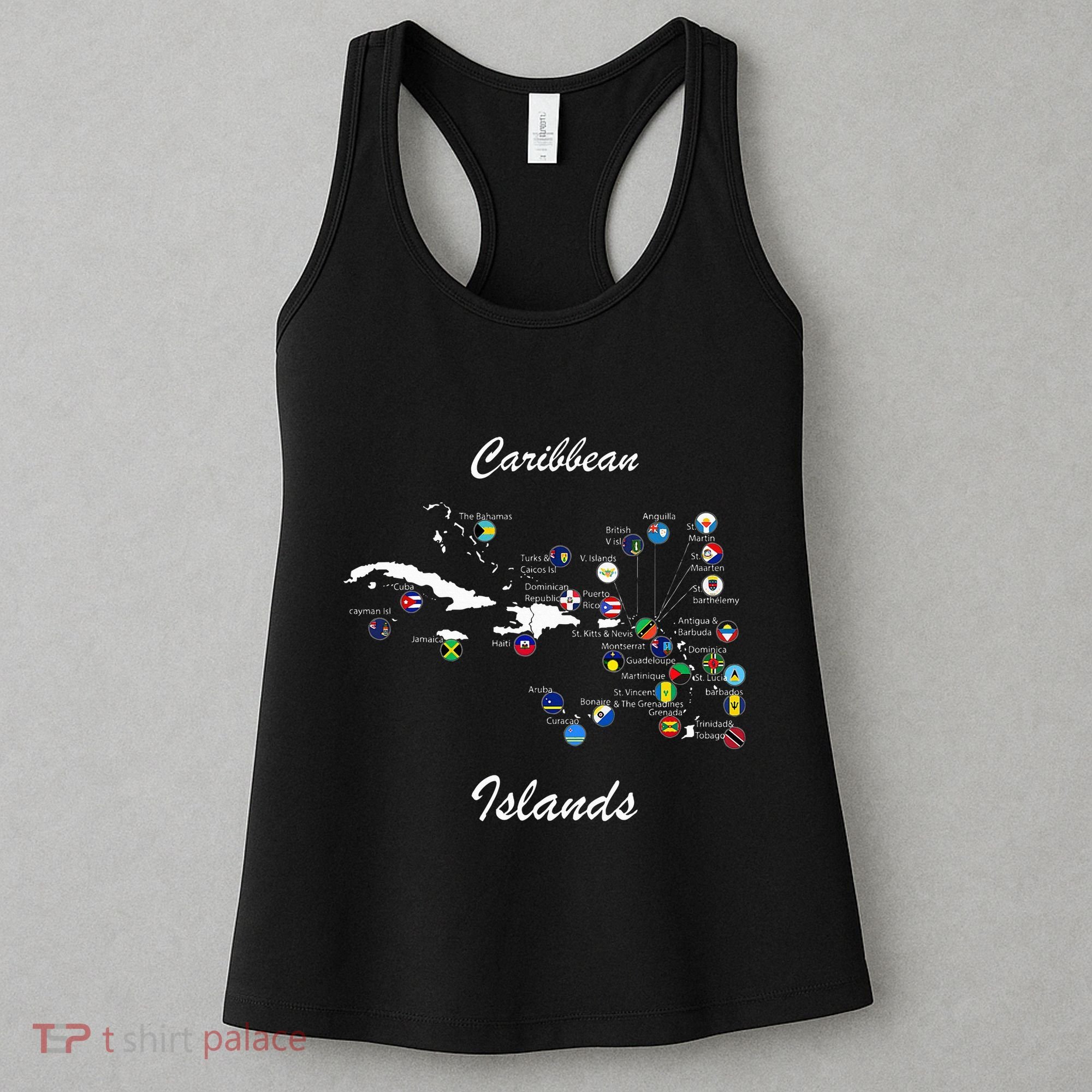 Caribbean Islands Flags And Map Caribbean Sea Vacations Women's Tank Top