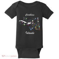 Caribbean Islands Flags And Map Caribbean Sea Vacations Baby Bodysuit thumb 0