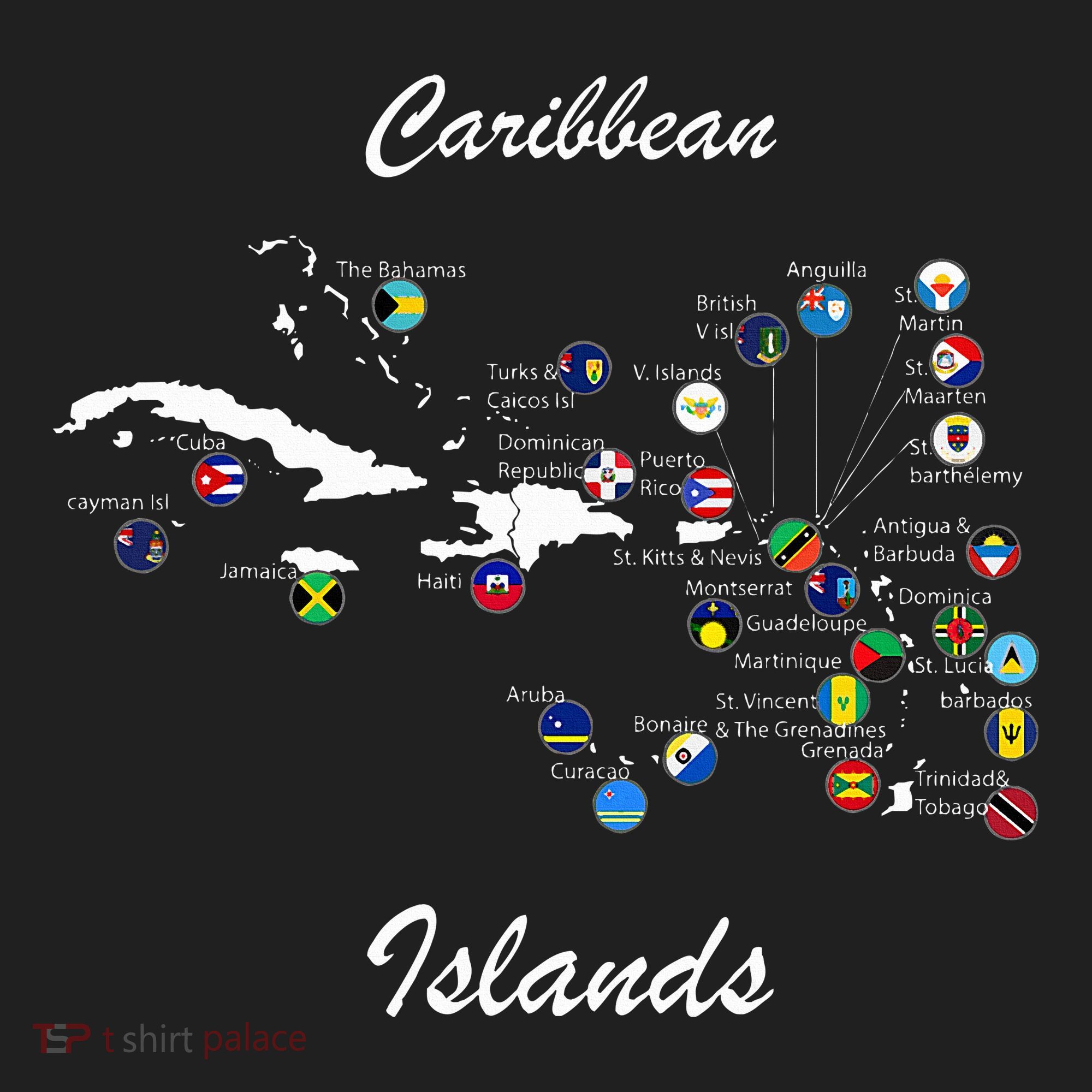 Caribbean Islands Flags And Map Caribbean Sea Vacations Hat